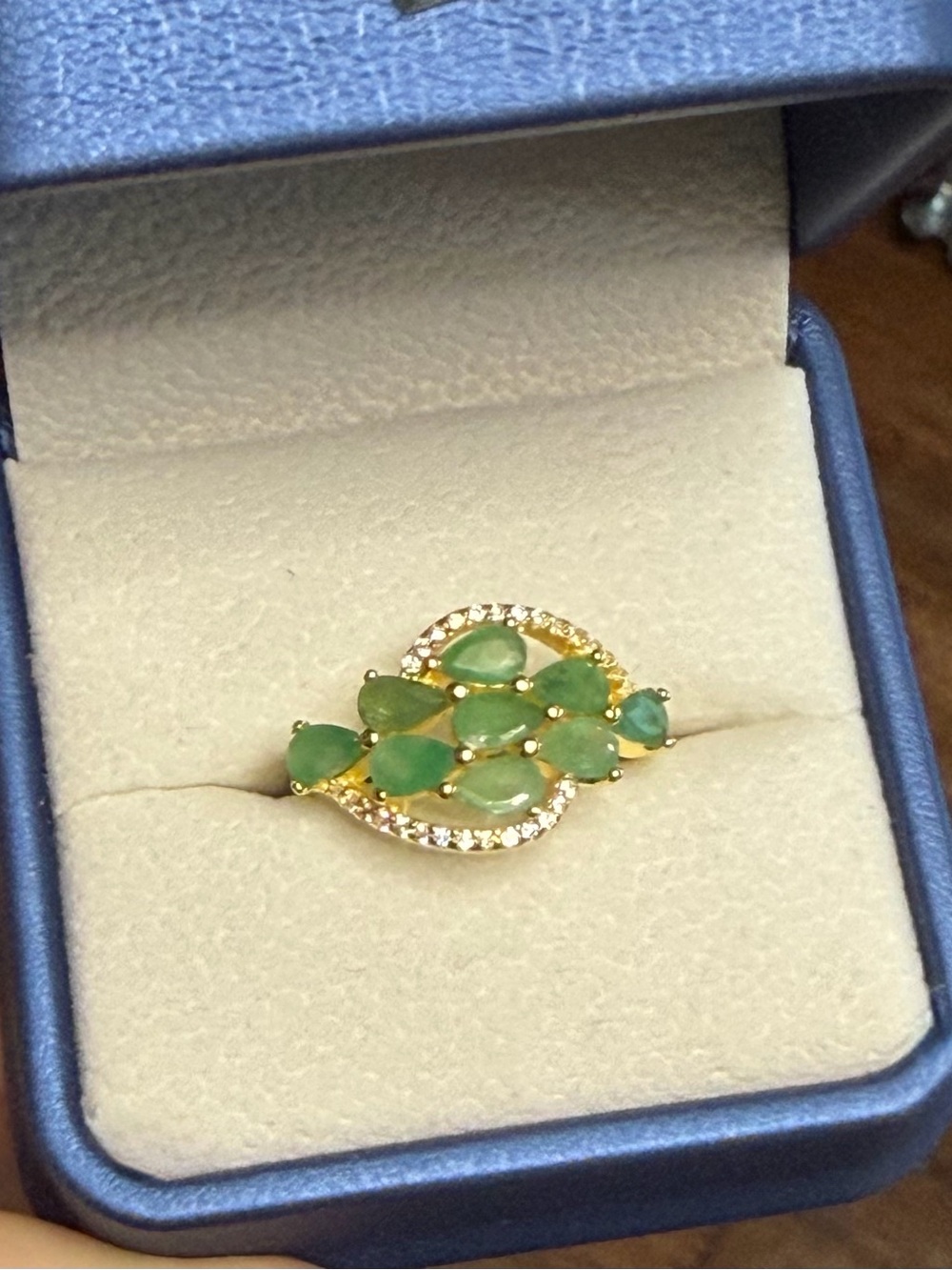 Natural Emerald 2.25CT Ring 18K Gold plating over 925 Sterling Silver Size 7